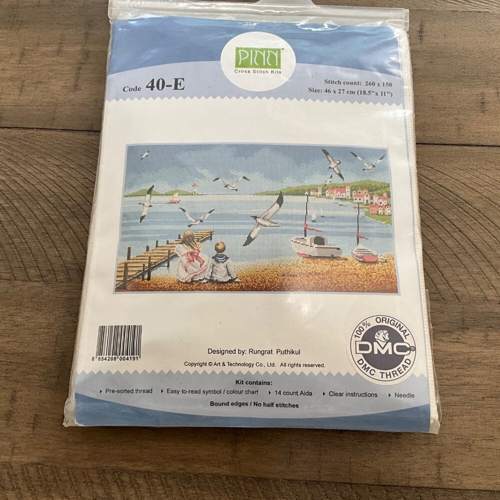 Pinn Cross Stitch Kit 40-E Lake Seascape Lake Boy Girl  Birds Rungrat Puthikul
